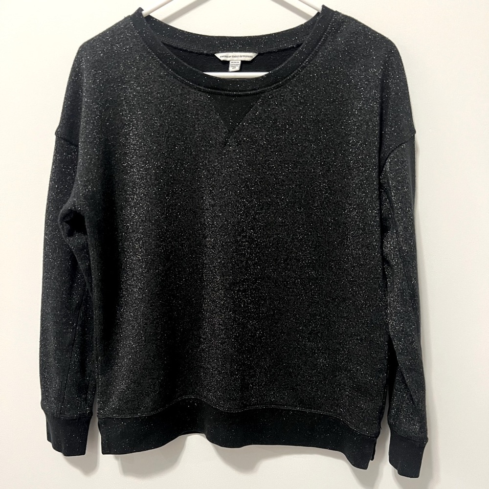 American Eagle Black Shimmer Sweatshirt Size M